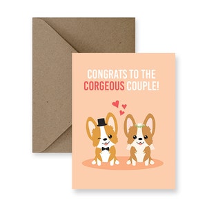 Funny Wedding Card, Cute Wedding Card, Funny Marriage Card, Card for Wedding, Congrats To The Corgeous Couple Couple Greeting Card