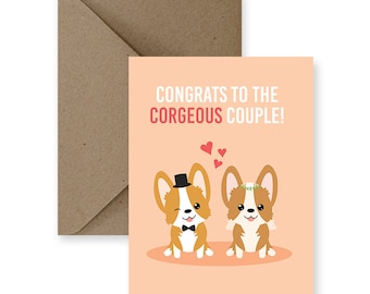 Funny Wedding Card, Congrats Corgeous Couple