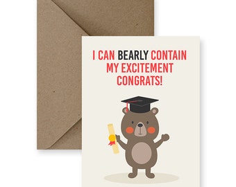 Bear Graduation Card - Congrats Grad Gift