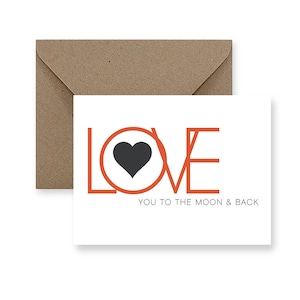 Linda tarjeta de amor para novio Tarjetas de amor divertidas para él Tarjeta de amor de juego de palabras para ella Tarjetas de amor hechas a mano Tarjeta de aniversario Te amo hasta la luna y de regreso