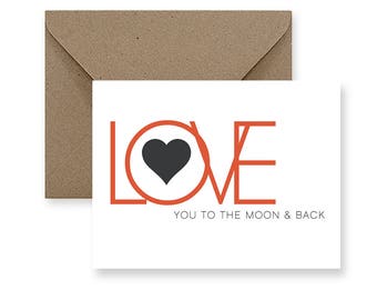 Cute Love Card For Boyfriend Funny Love Cards for Him Pun Love Card for Her Handmade Love Cards Anniversary Card Love you to the Moon & Back