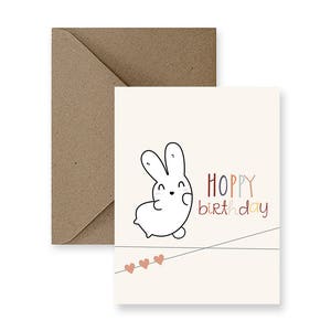 Hase Geburtstagskarte | Hoppy Geburtstag | Handgemachte Karte, perfektes Geschenk für Freunde