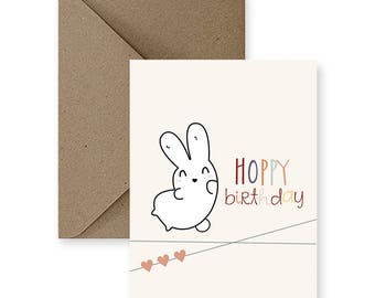 Biglietto d'auguri per coniglietto/buon compleanno/biglietto fatto a mano, regalo perfetto per gli amici