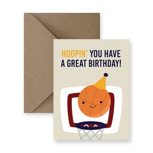 Cartão de aniversário engraçado para um amigo Cartão de aniversário engraçado para ele Cartão de aniversário fofo para namorado Cartão de basquete feito à mão