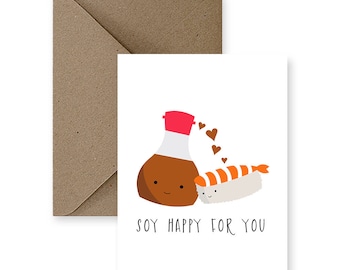 Cute Wedding Card, Cute Congratulations Card, Funny Congratulations Card, Any Occasion Card, Funny Wedding Card, | Soy Happy For You