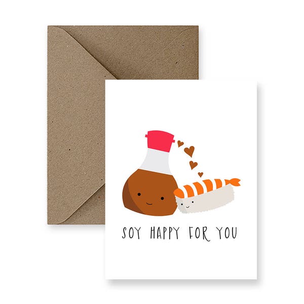 Cute Wedding Card, Cute Congratulations Card, Funny Congratulations Card, Any Occasion Card, Funny Wedding Card, | Soy Happy For You