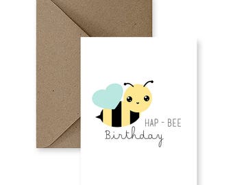 Funny Birthday Card for Friend Funny Birthday Card for Him Cute Birthday Card for Her Cute Birthday Card for Boyfriend Bee Card Handmade
