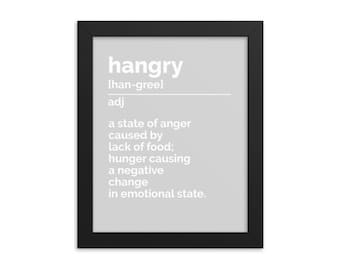 Hangry Definition Print | Funny Kitchen Wall Art