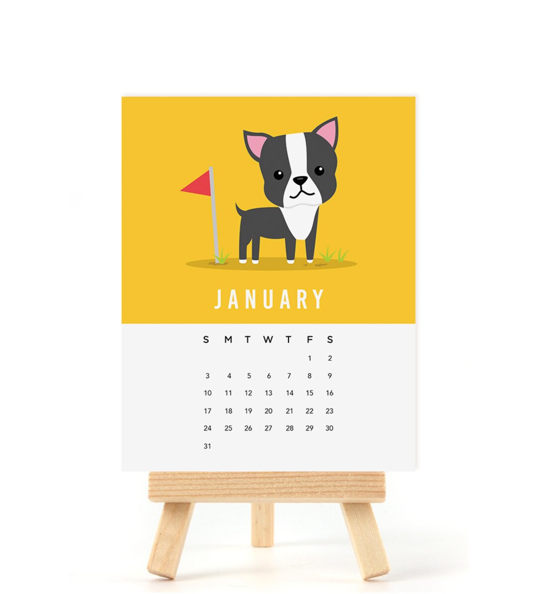 2024 Doggo Desk Calendar With Wooden Stand 2023 Calendar Etsy