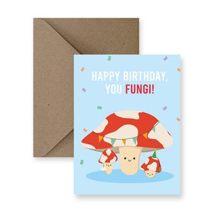 Biglietto di compleanno divertente per un amico Biglietto di compleanno divertente per lui Biglietto di compleanno carino per lui Biglietto di compleanno per il fidanzato Biglietto con funghi fatto a mano