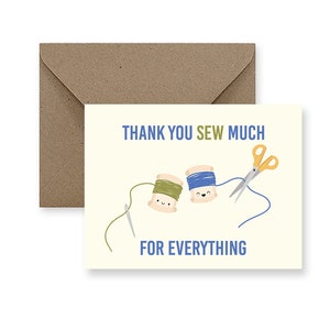 Merci beaucoup pour tout coudre | Carte de remerciement vierge Notes de remerciement Carte de remerciement pour entreprise Cartes de remerciement mignonnes pour enseignant