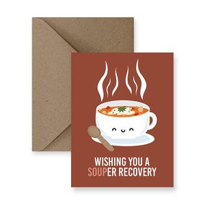 Carte Soupe rigolote sur la santé Carte Bon rétablissement Carte Se sentir mieux Jeu de mots Carte Bon rétablissement