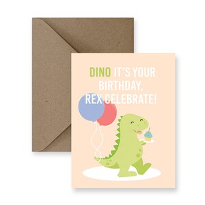 Cartão de aniversário engraçado para amigo Cartão de aniversário engraçado para ele Cartão de aniversário fofo para ela Cartão de aniversário fofo para namorado Cartão feito à mão Dino