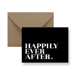 Carte d'anniversaire, carte de mariage, carte d'amour, typographie noir et blanc épouse mari petit ami petite amie | Un bonheur pour toujours Carte de vœux