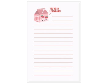 Strawberry Legendairy To Notepad, To Do List Daily Planner, Gift under 20, Grocery List, Note List, Stationery, Task List, Cute Notepad