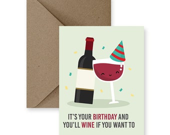 Carte d'anniversaire amusante pour un ami Carte d'anniversaire amusante pour lui Carte d'anniversaire amusante pour elle Carte d'anniversaire amusante pour petit ami Cadeau d'anniversaire vin