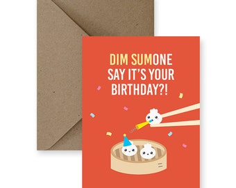 Biglietto di compleanno divertente per un amico Biglietto di compleanno divertente per lui Biglietto di compleanno carino per lei Biglietto di compleanno carino per il fidanzato Biglietto Dim Sum fatto a mano