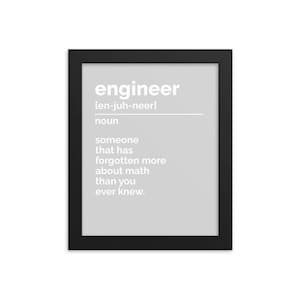 Funny Engineer Definition Wall Art | Funny Engineer Poster | Engineer Print Décor | Gift for Engineer Gift Graduation | Definition Print