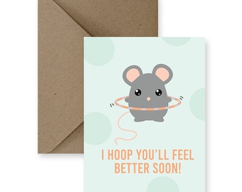 Cartão engraçado de melhoras: Espero que você melhore logo (trocadilho com "I hope you feel better soon", que significa "Espero que você se sinta melhor logo" e "trocadilho com "I hope you feel better soon", que significa ...Espero que você melhore logo")