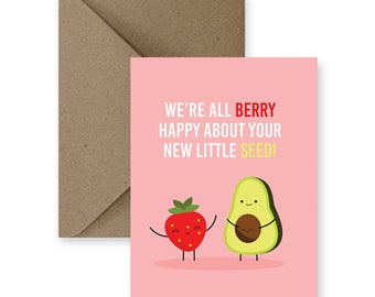 Funny Baby Shower Card - Berry Happy New Baby Seed