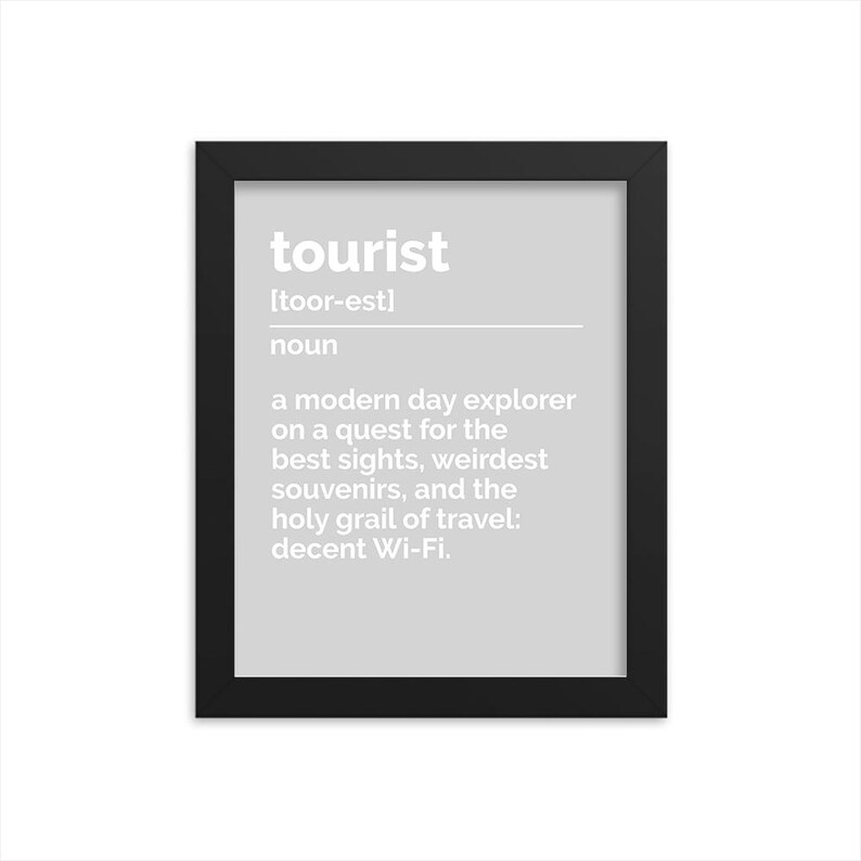 Tourist Definition Wall Art Tourist Poster Tourist Print Décor Gift for