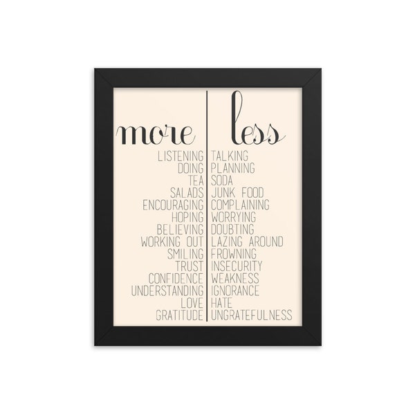 More & Less Home Wall Art | Modern Art Print | Poster Gift For Her | Inspirational Poster | Quote Print | Home Décor | Motivational Sign