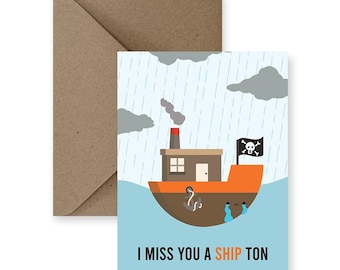 Miss You A Ship Ton Card | Nautical, Pirate Flag Greeting Card