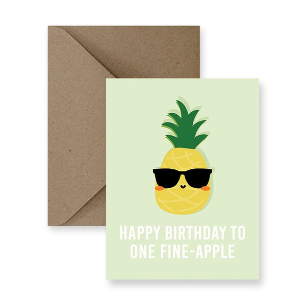 Funny Pineapple Birthday Card for Friend, Kraft Envelope