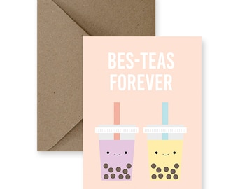 Cute Best Teas Forever Card, Funny Friendship Greetings
