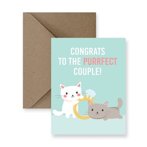 Cartão de casamento bonito, cartão de casamento engraçado, cartão de casamento engraçado, cartão para casamento, parabéns ao casal purrfect cartão de felicitações