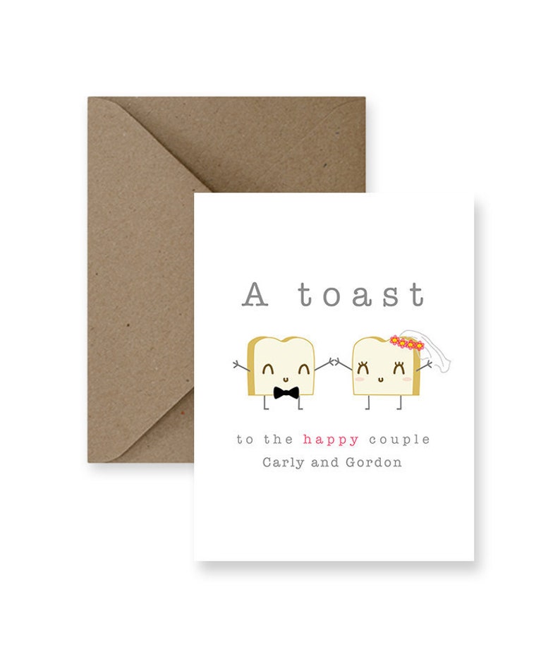Personalized Funny Wedding Card, Cute Wedding Card, Funny Marriage Card, Cute Marriage Card, Card for Wedding A Toast To The Happy Couple image 1