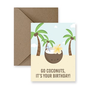 Vai Aniversário dos Cocos | Cartão de aniversário fofo para amigo Cartão de aniversário fofo para ele Cartão de aniversário fofo para presente de aniversário para namorado