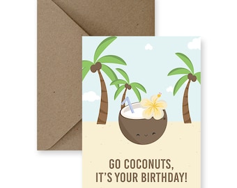 Go Coconuts Birthday Card | Funny Tropical Greeting Card