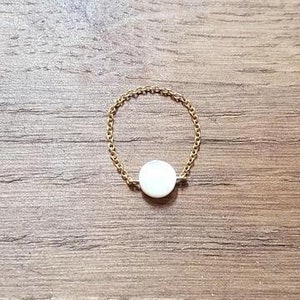 Round Pearl chain ring plated gold gold filled