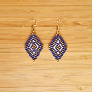 Muan Blue Marine Rings Gold Plated and Miyuki Glass Beads