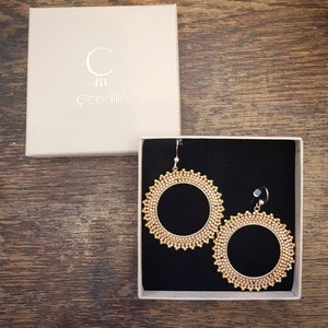 Inti Moka Creole Rings Gold Plated and Miyuki glass bead weaving