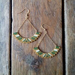 BO LUNA KHAKI gold plated Miyuki glass beads and hand sewn