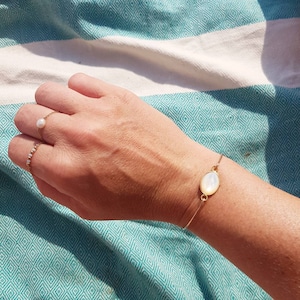 Bracelet Jonc Nacre Oval Gold Plated