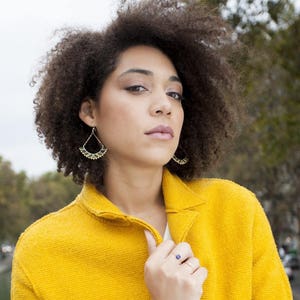 Luna dark green Earrings gold plated Miyuki glass beads and hand sewn