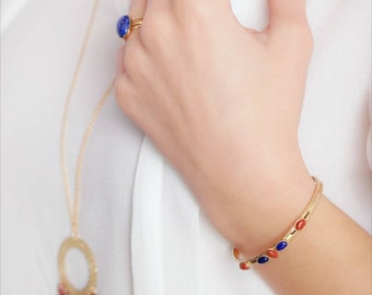 Bracelet Louxor Lapis Lazuli et Jaspe Rouge