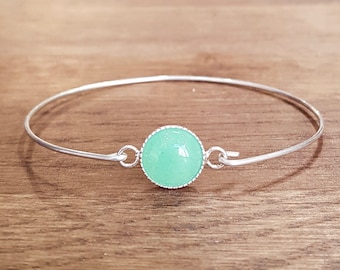 Silver Silver Jonc Aventurine Round Bracelet 925