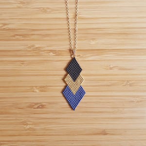 Gaia Navy gold plated necklace and Miyuki beads sewn hand