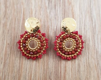 Boucles Inaya Jaspe rouge