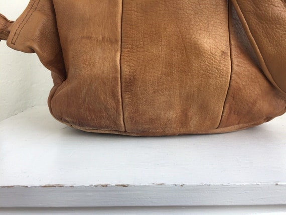 VINTAGE Tan Leather Backpack 90's - image 7