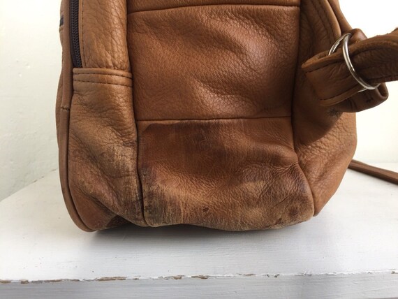 VINTAGE Tan Leather Backpack 90's - image 5