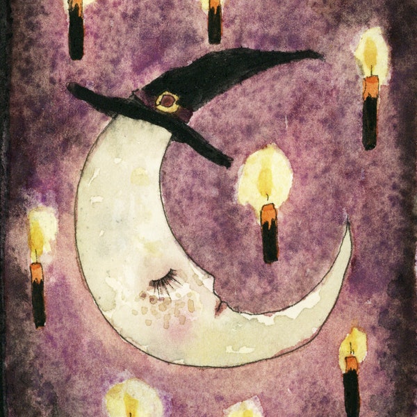 4"x6" Crescent Candlelight (print of an original painting by Sophia Rapata)