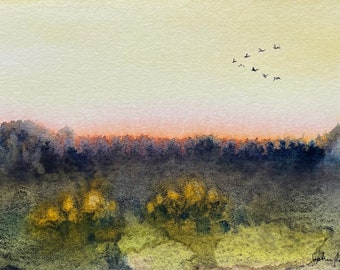 Landschaft 2 (original 4”x6” Aquarellgemälde von Sophia Rapata)