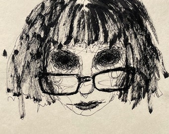 Self Portrait (original 5”x7” ink drawing by Sophia Rapata)