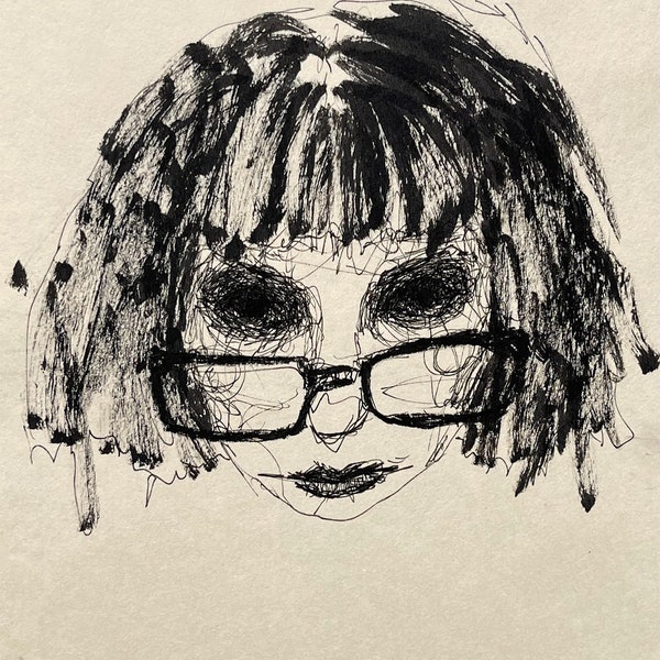 Self Portrait (original 5”x7” ink drawing by Sophia Rapata)