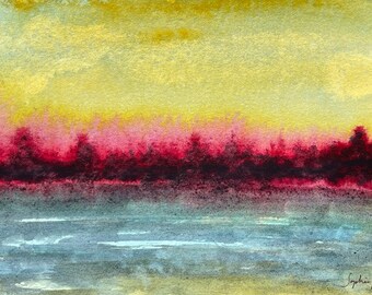 Paysage 1 (aquarelle originale de 10 x 15 cm de Sophia Rapata)